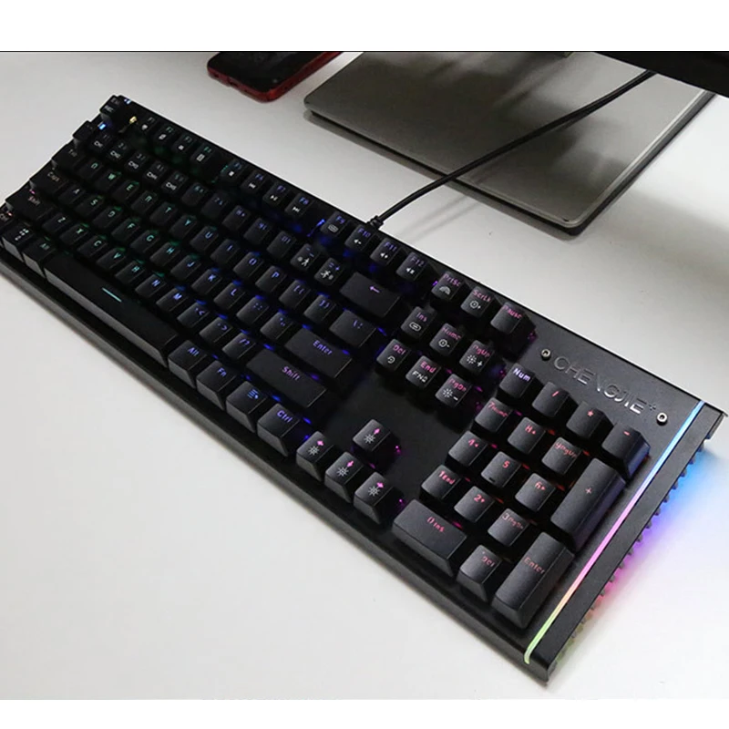 RGB синий переключатель Механическая игровая клавиатура проводной светодиодный