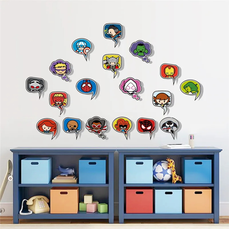 Cartoon spiderman avenger wall sticker for kids rooms children's Diy window glass decor art decals boy's room poster mural | Дом и сад