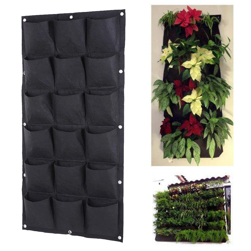 18 карманов мешки для посадки вертикальное садовое Настенное подвесное кашпо