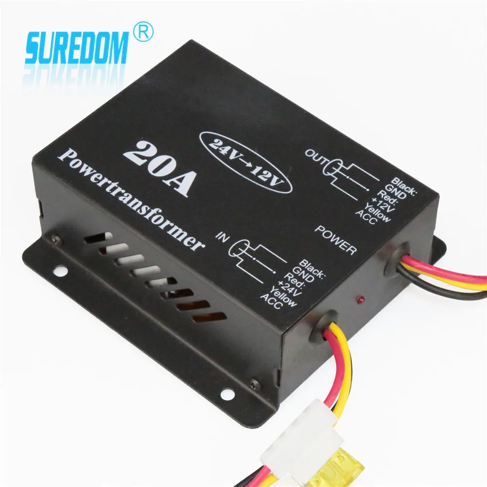 SUREDOM 20a 24 v to 12 v преобразователь мощности для автомобиля из алюминиевого сплава