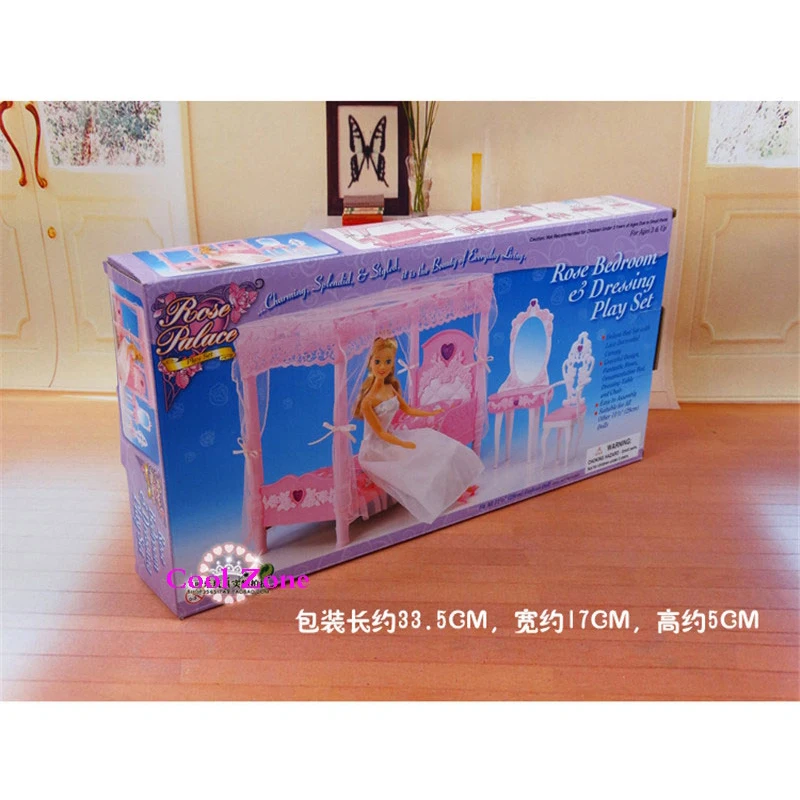 Миниатюрная мебель Dreamy Rose спальня для куклы Барби дом Классические игрушки