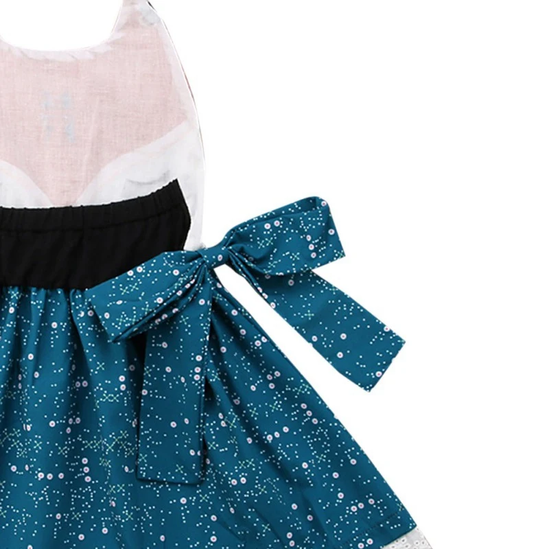 Summer Casual Baby Girls Fox Animal Dress Floral Print Cotton Kids Toddler Sleeveless Backless Pageant Sundress Party Dresses | Детская