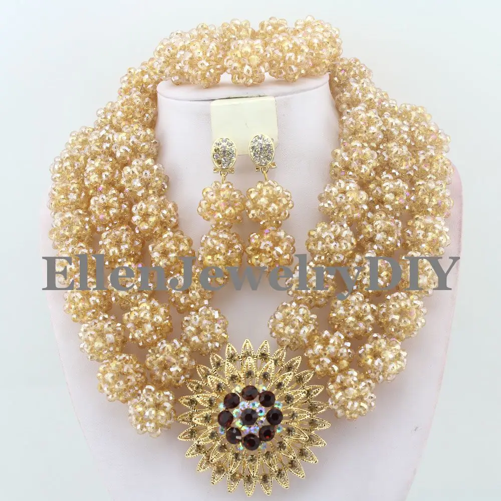 Женские шампанские ювелирные хрустальные бусы Африканский ювелирный набор