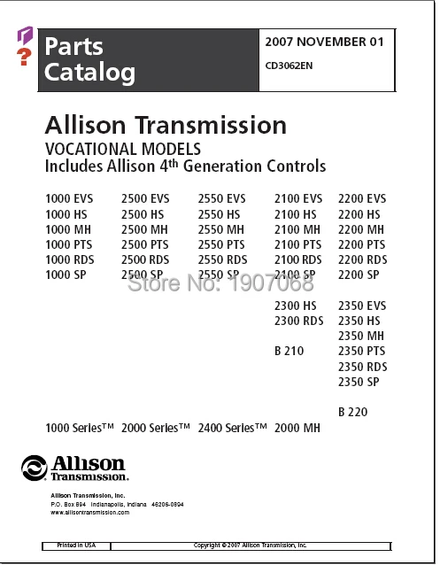 Allison Transmission Parts Catalog |