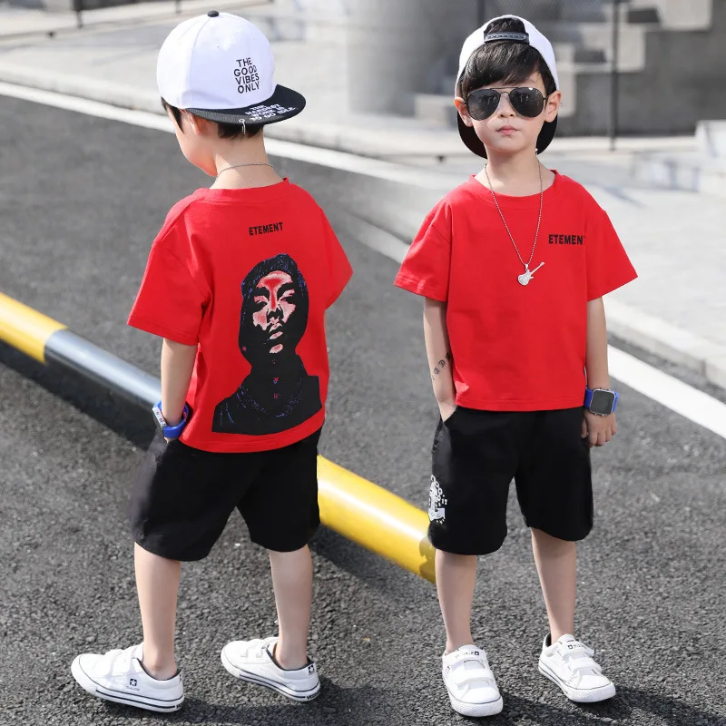 Kids Sets Boys Summer New Children Short Sleeved T Shirt +pant Two of Children's Sport Suit 5-14 Ages Clothing 10 12 Year |
