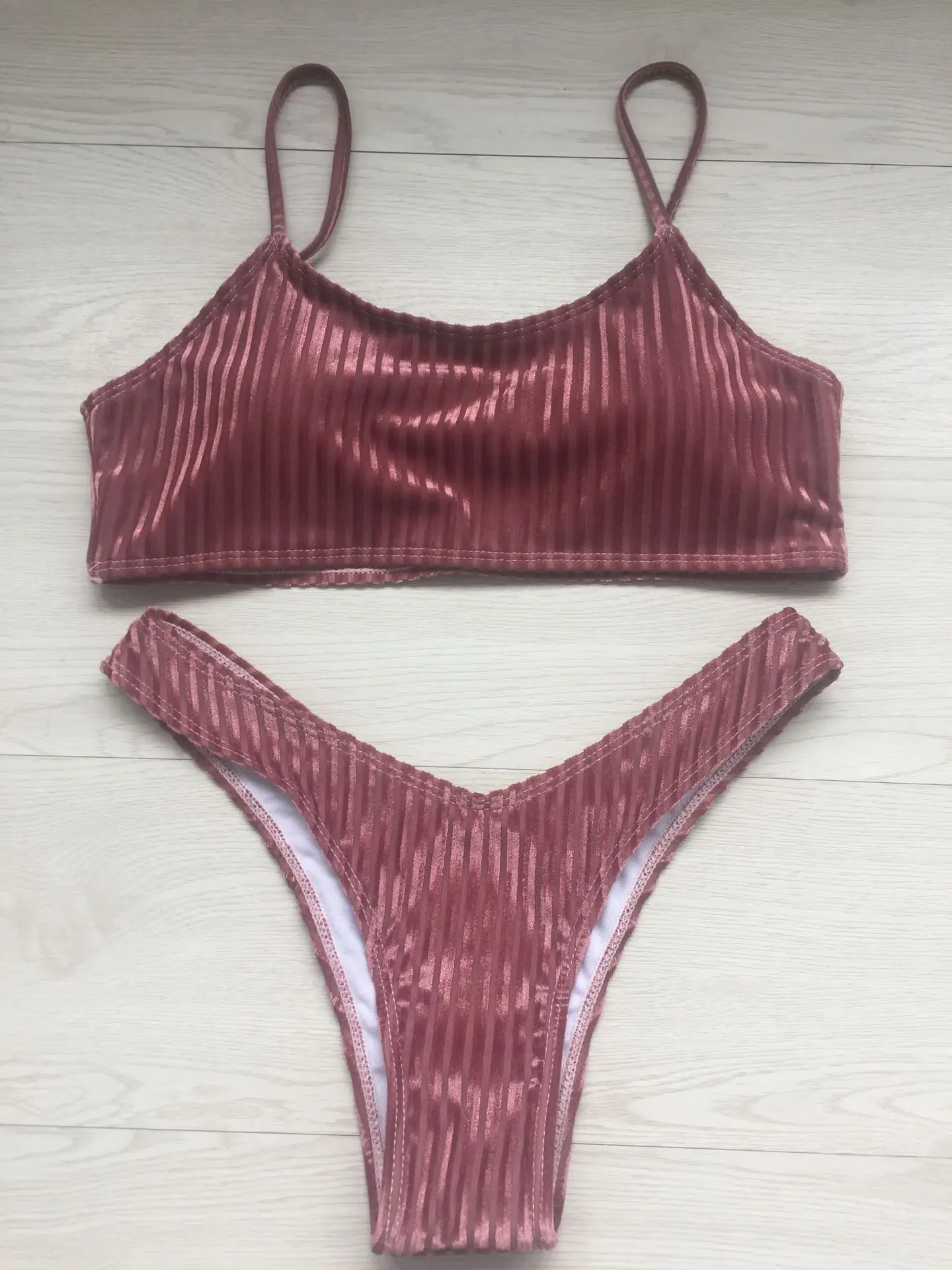 Набор микро Бикини Push Up Thong новые женские бархатные купальники в полоску
