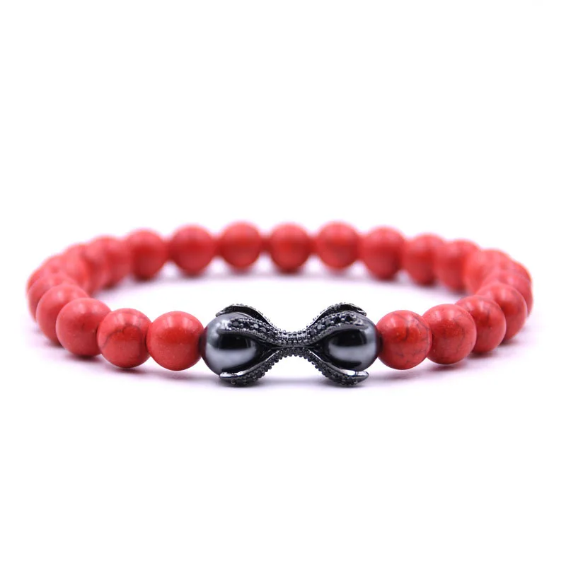 Индивидуальный мужской браслет 8 мм из натурального камня Pulseira Homme Mico Pave CZ