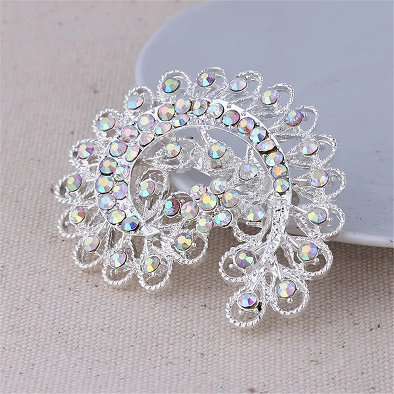 DIEZI модная брошь для свадьбы серебряного цвета Кристалл Женщины Серебряный