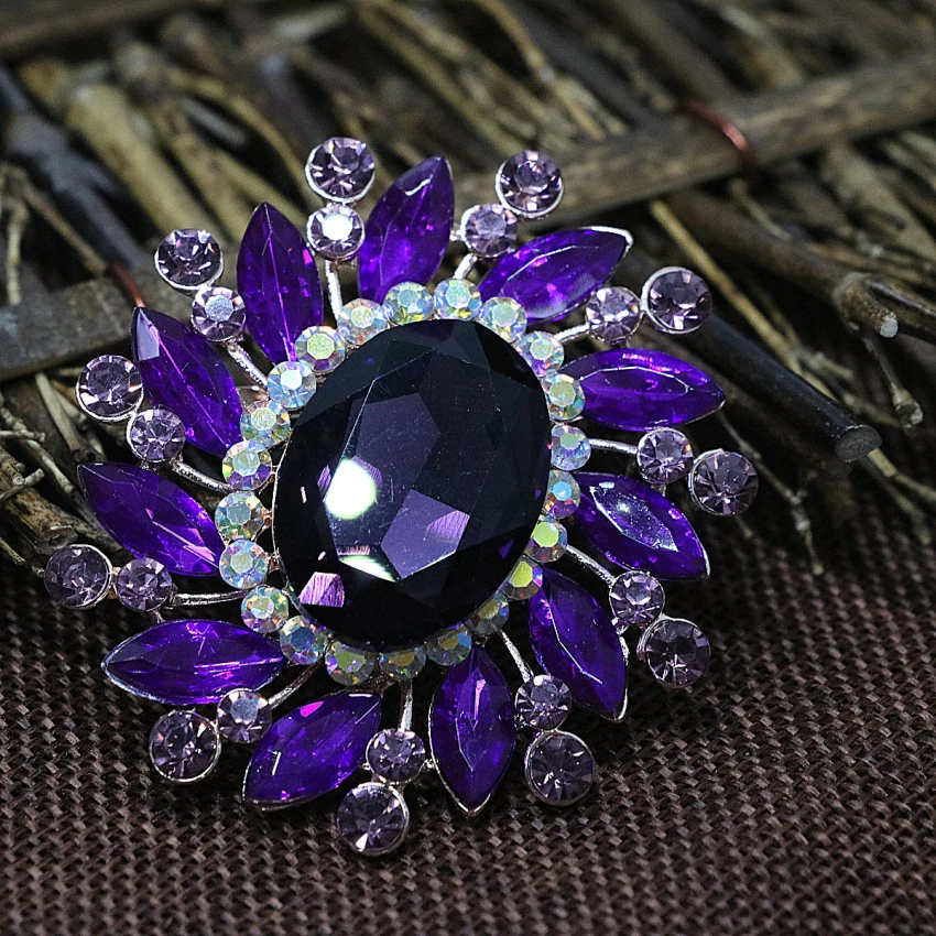 Элегантная брошь в форме овала цвета розового золота с яркими камнями-стразами и кристаллами модной женской свадебной букетной украшения 55*61 мм T on.