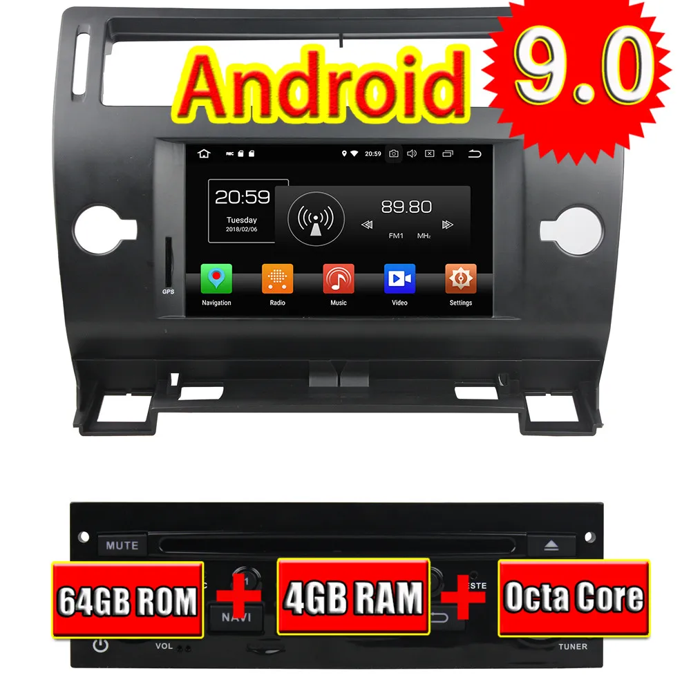 TOPNAVI Android 9 0 Автомобильный GPS навигатор для Citroen C4 2005 2006 2007 2008 2009 2010 2011 DVD Мультимедиа