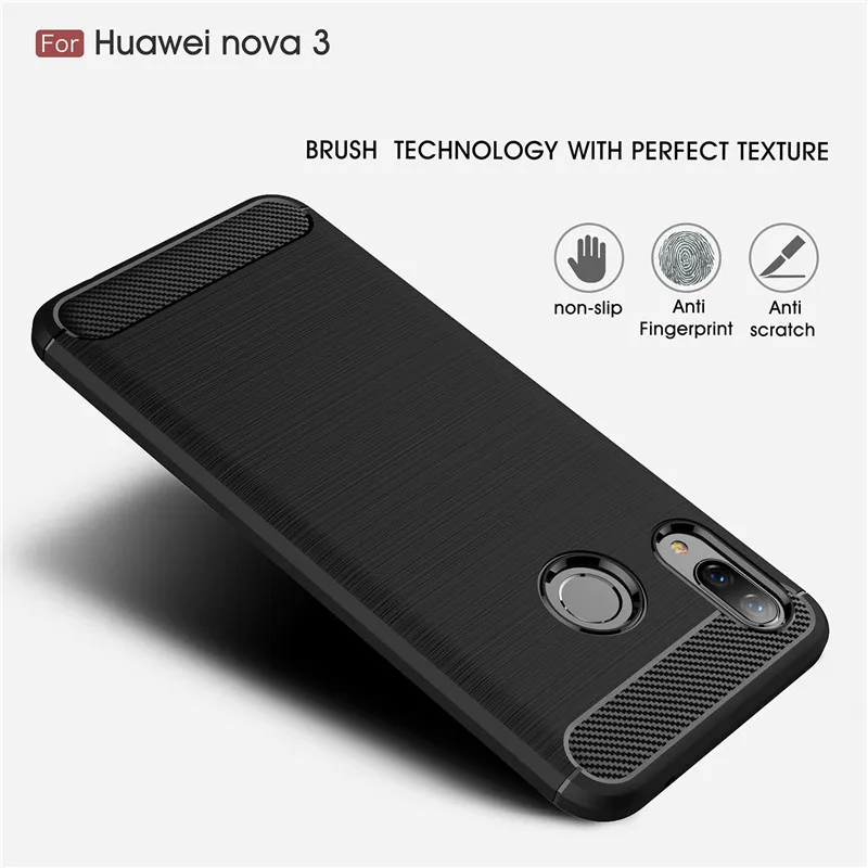 Чехол для телефона из углеродного волокна Huawei Nova 3 мягкий защитный чехол ТПУ