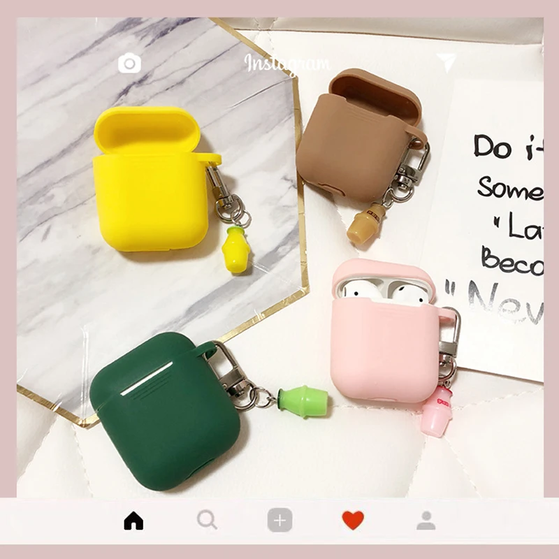Симпатичный чехол для бутылки с молоком и чаем APPLE AirPods защитный силиконовый
