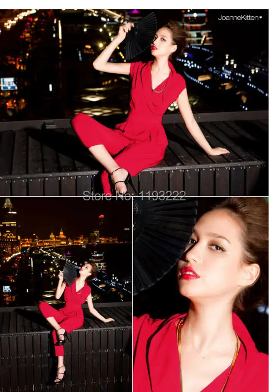 Модные женские Сексуальные Коктейльные Вечерние брюки без рукавов с v образным