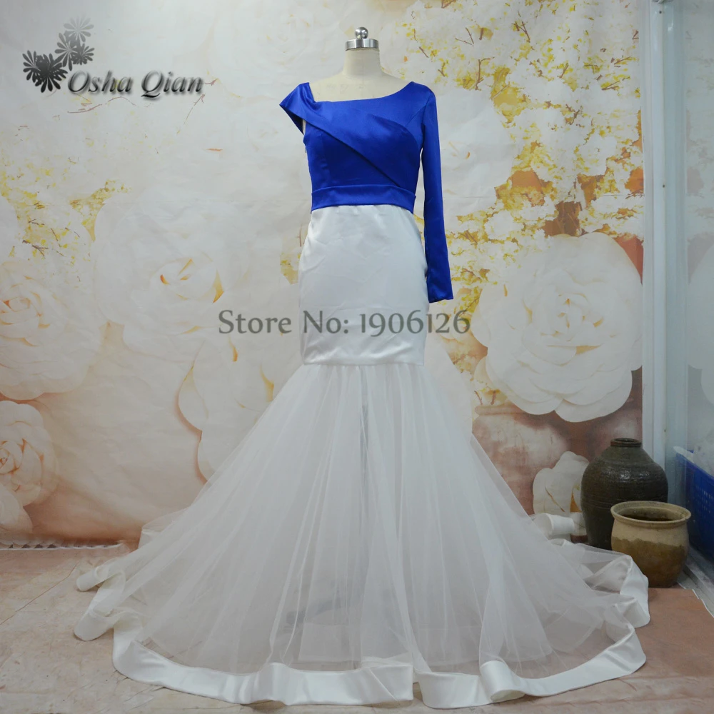Formal Dress Women One Shoulder African Evening Dresses Mermaid Long Party Gowns Zipper Arabic Vestito da sera blu | Свадьбы и