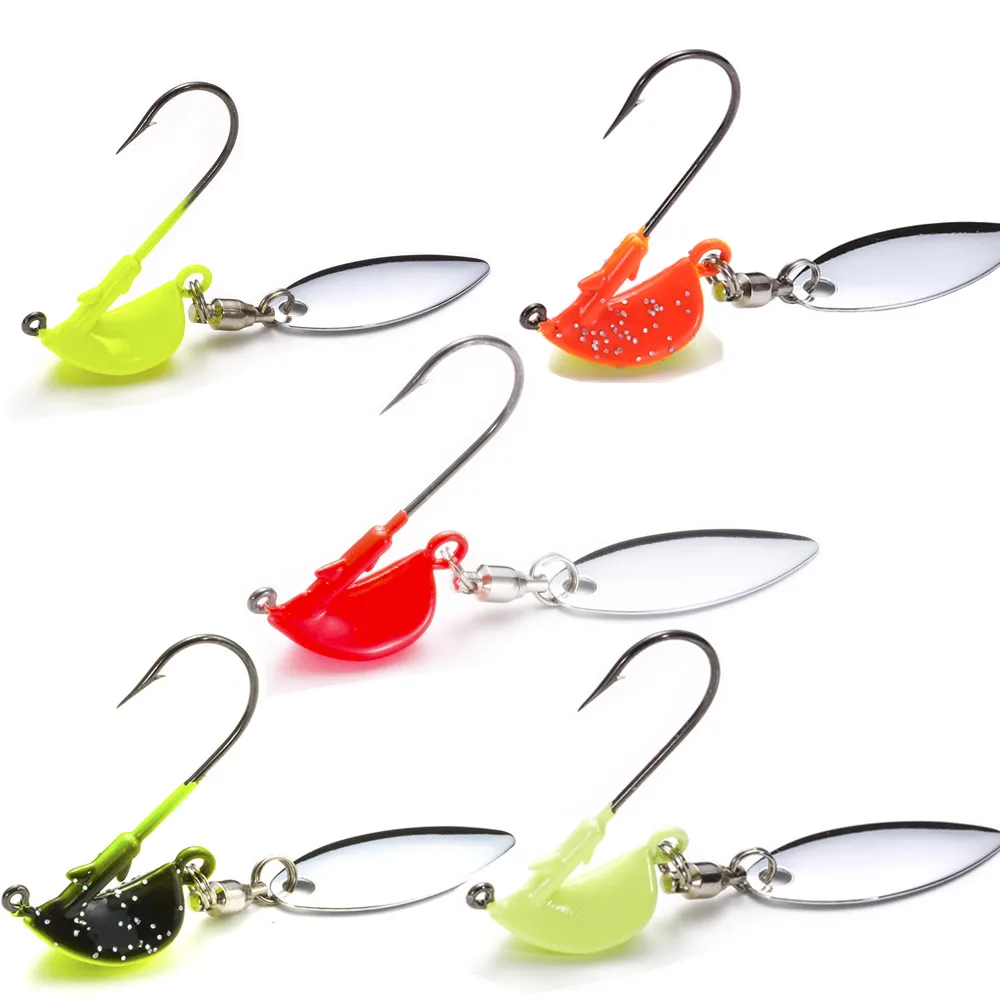 5pcs jig head Sunmile ловля джиг-головки рыболовные крючки с Крючки mustad, 5 предмета в комплекте 5g с отжимом приспособлений для мягкие приманки рыболовные приманки окуня форели для ключей) крючки - Цвет: 5pcs jig head