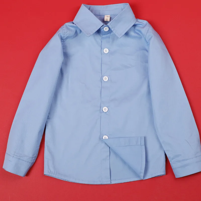 Рубашка детская однотонная с длинным рукавом хлопок Повседневная Формальная на