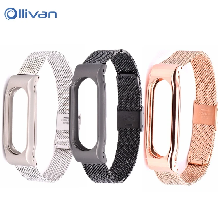 Металлический ремешок Ollivan для Xiaomi mi Band 2 3 4, ремешок для браслета из нержавеющей стали, магнитный браслет mi Band 2 Band 3 Band 4, аксессуары для замены