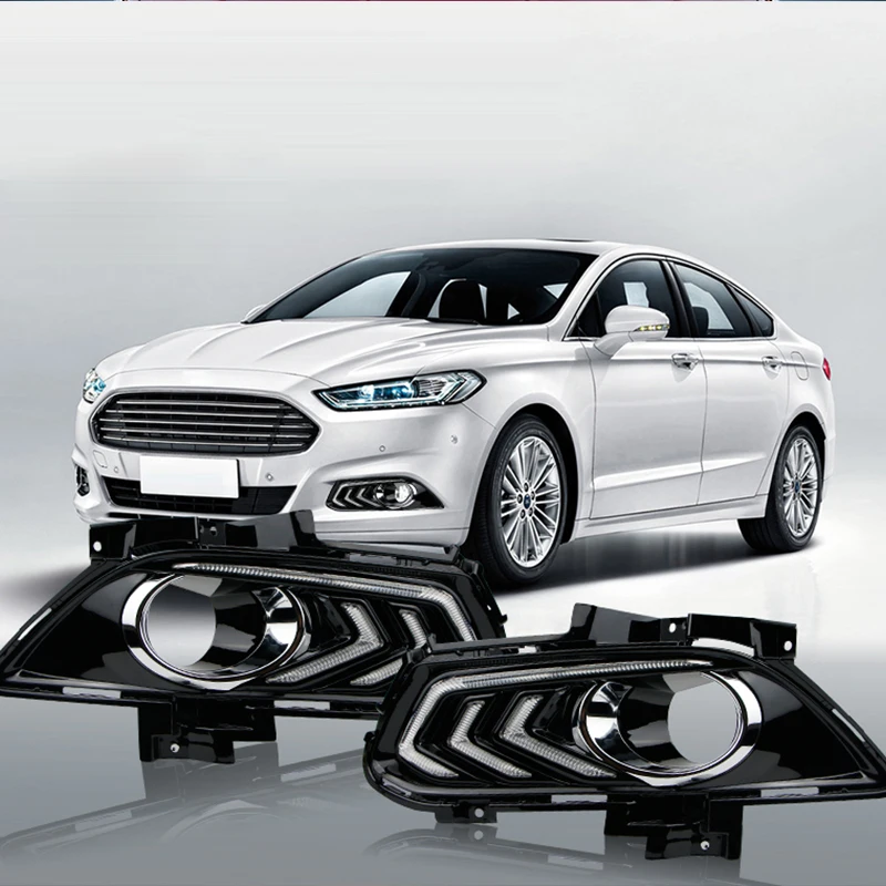 Hlxg 2 шт. светодиодный DRL дневные ходовые огни для Ford Mondeo 2013 2014 2015 2016 с желтым