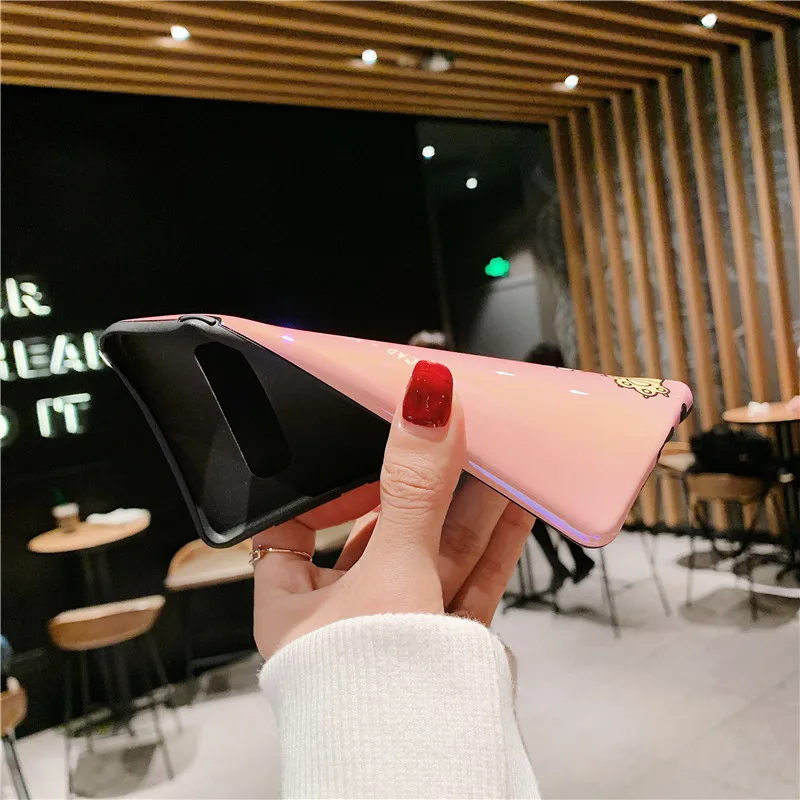 MUSSEL Blu-ray Phone Case For Samsung Galaxy S10 Plus S10e S8 S9 Note 8 9 S7edge Coque Cute Cat Bear Paw Cover |
