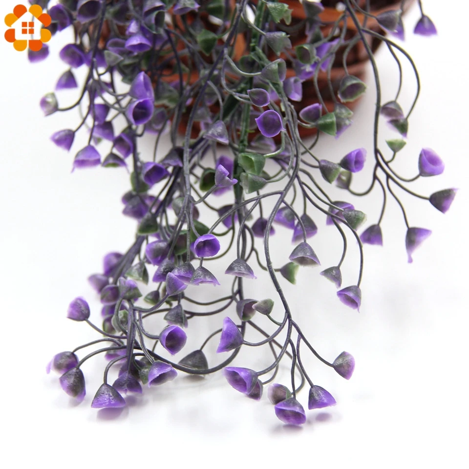 1PC DIY Green Purple Artificial Plant Plastic Rattan Hanging Wall Flower Wedding Party Fake Vine Home Decoration | Дом и сад