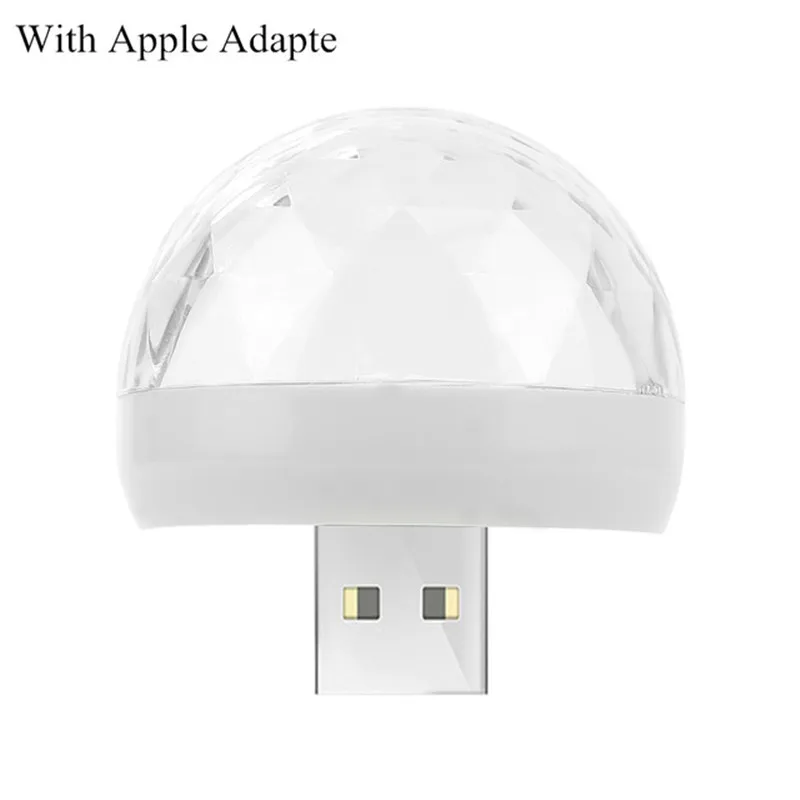 With Apple Adapter Мини USB СВЕТОДИОДНЫЙ вечерние светильник Музыкальный шар светильник s изменение цвета с музыкой DJ светильник для сцены рождественской вечеринки стробоскоп сценическая лампа - Цвет: With Apple Adapter