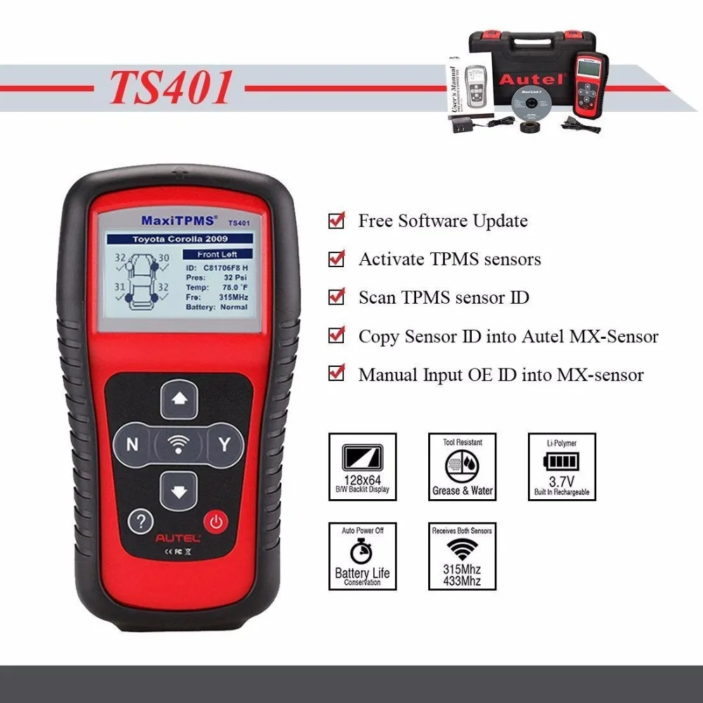 Диагностический инструмент Autel MaxiTPMS TS401 TPMS процесс предварительного