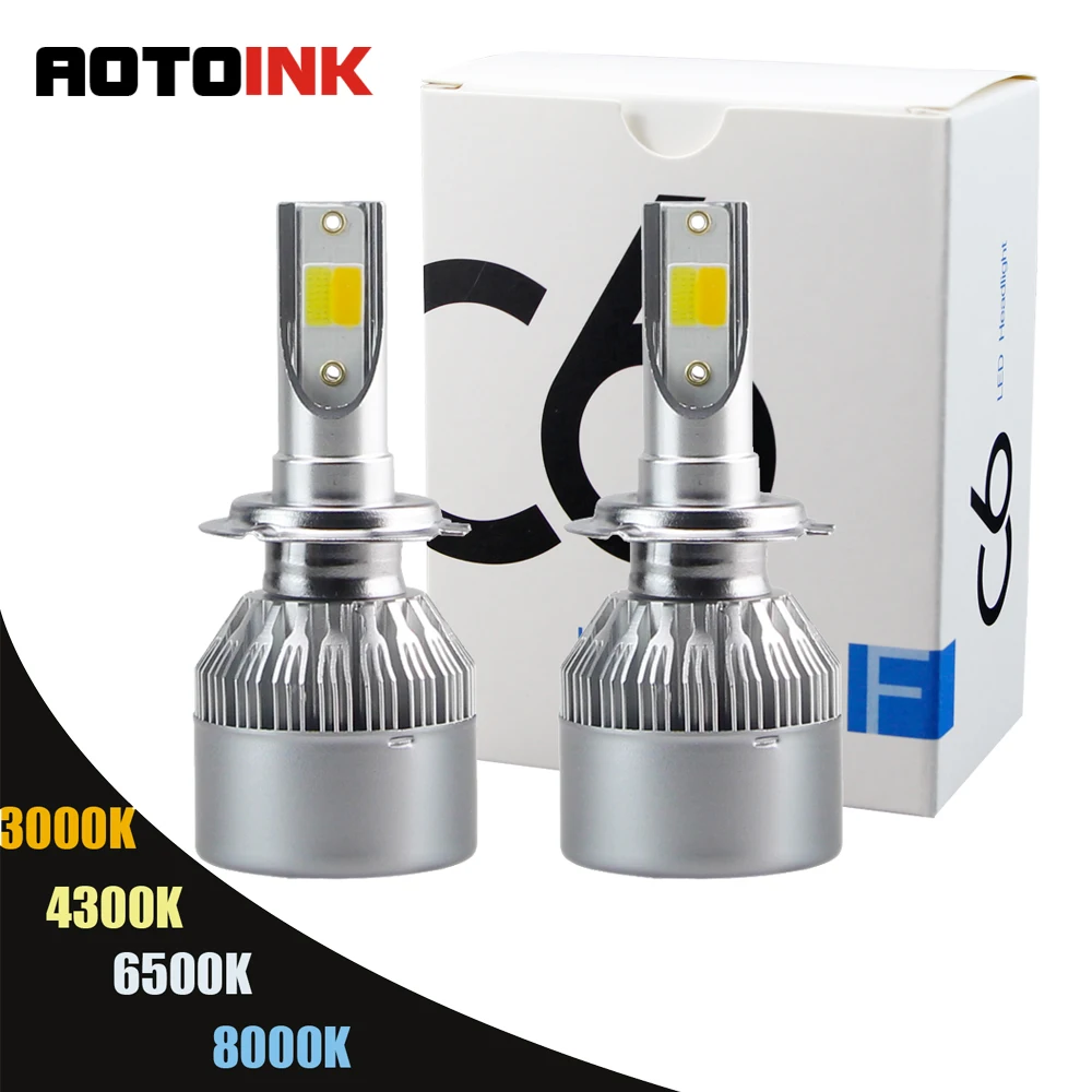 Автомобильная светодиодная фара AOTOINK 6500K H7 H4 H1 H3 H8 H9 H11 LED H13 H27 880 9004 9005 9006 9007 60 Вт 3000K
