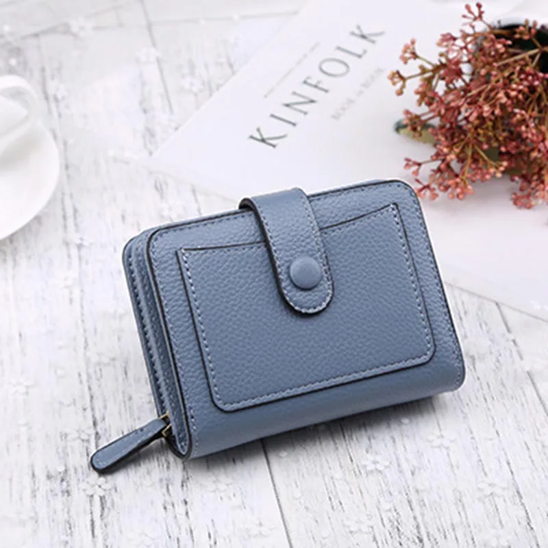 blue Милый женский кошелек, маленький кошелек на молнии для девушек, короткий женский кошелек из искусственной кожи, сумка для монет, кредитный держатель для карт, кошелек, мини женский клатч - Цвет: blue