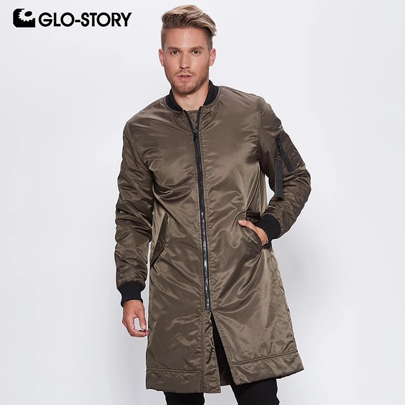 GLO-STORY для мужчин Новые Длинные парки для мужчин s High Street стенд для одежды цветная ветровка Зимняя Теплая стеганая куртка пальто Топы MMA-6502
