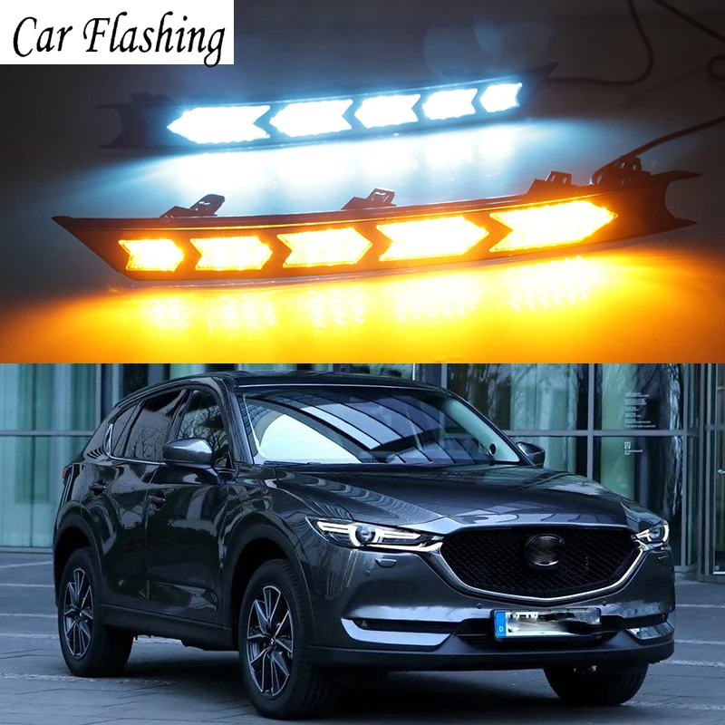 Автомобильные дневные ходовые огни 2 шт. 12 В светодиодные фары для Mazda CX-5 CX5 2017 2018
