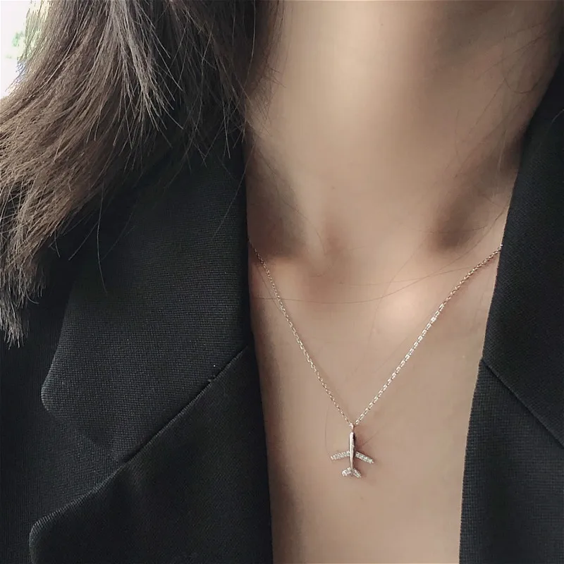 Fengxiaoling Новая мода Настоящее серебро 925 проба несколько Циркон Подвеска "самолет" ожерелья для женщин модные вечерние ювелирные изделия