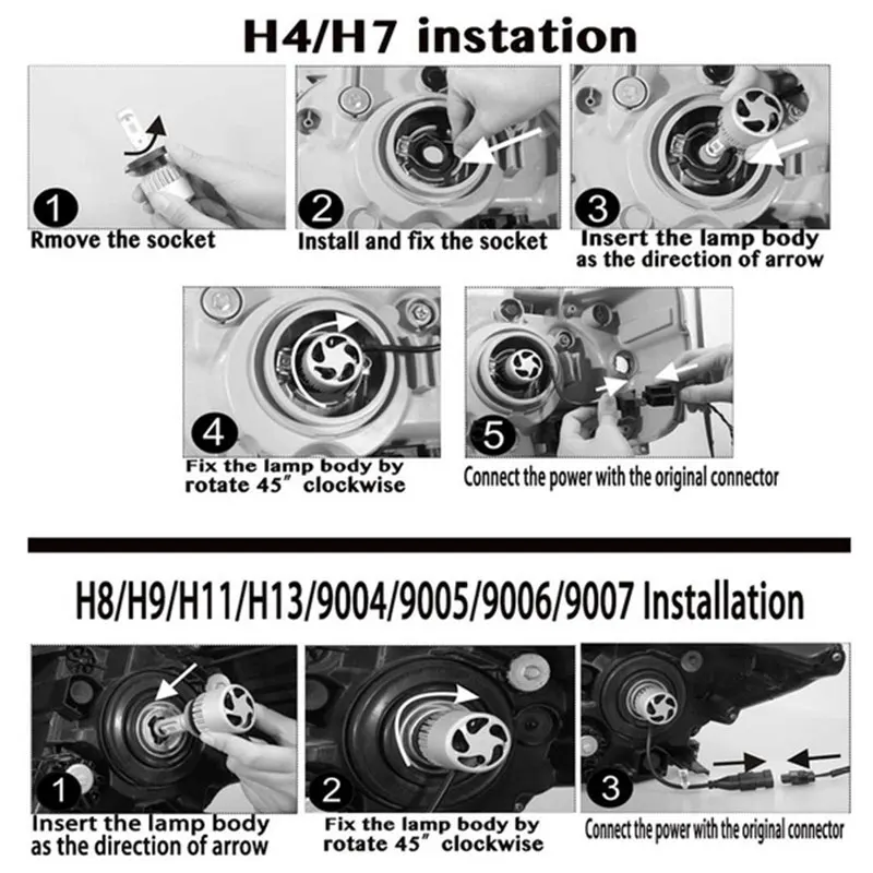 2 шт. H4 H3 Светодиодные Автомобильные фары H1 H7 H11 H8 H9 H10 H27 880 HB3 9005 HB4 9006 HB5 HB1