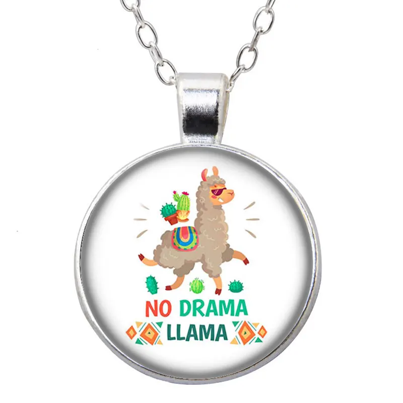 ZB1043-04 Beauty no prob llama Альпака серебро/бронза кулон ожерелье 25 мм стеклянный кабошон для женщин девочек ювелирные изделия подарок на день рождения 50 см - Окраска металла: ZB1043-04