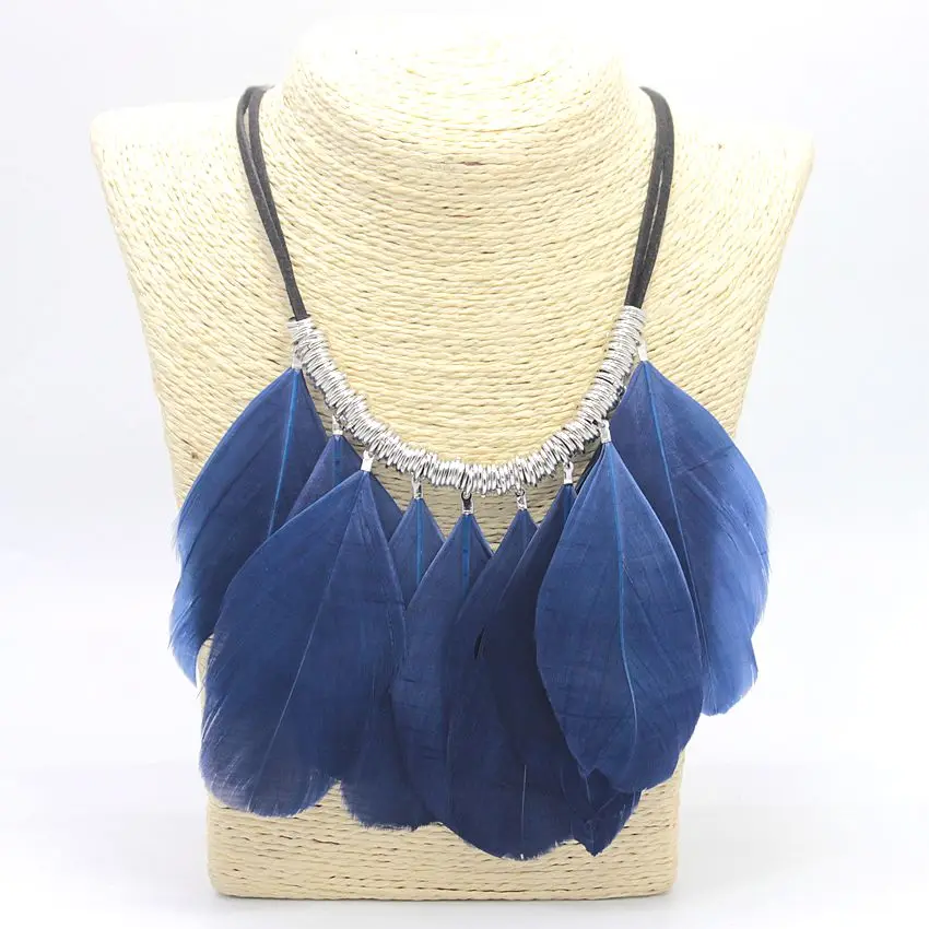 Акция ожерелье с перьями Новые Модные женские ювелирные изделия винтажное