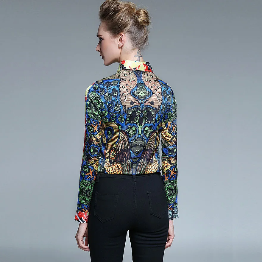 Новые женские хлопковые рубашки рубашка с длинными рукавами Женщины печати
