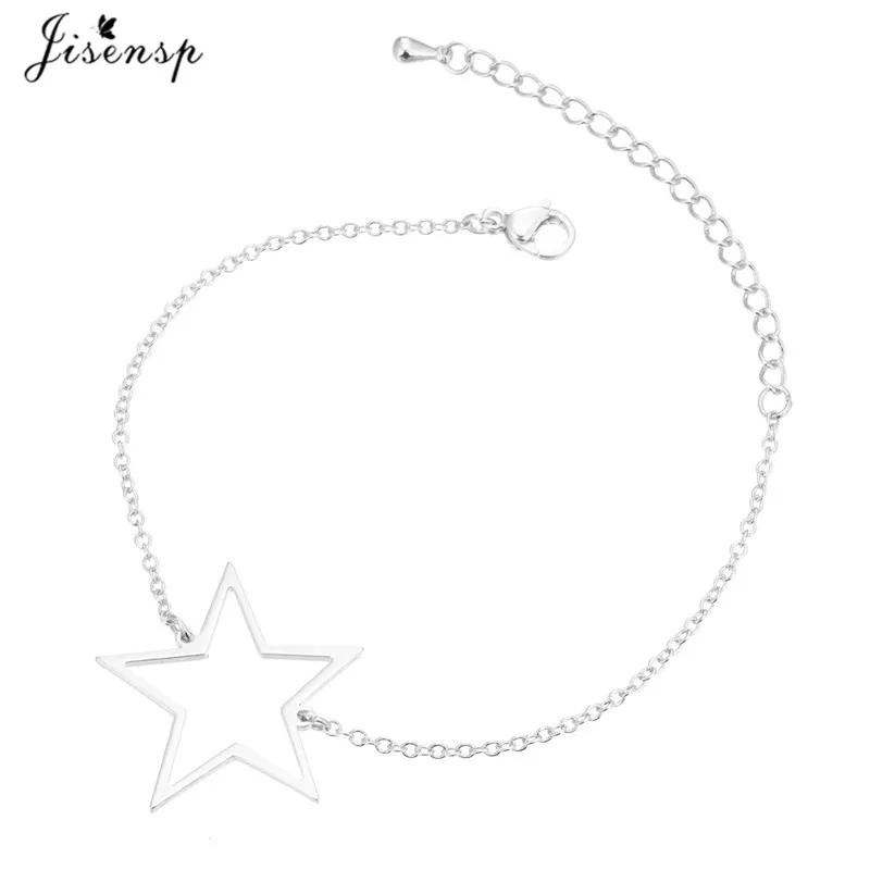 Jisensp талисман Двойное сердце браслеты для женщин Pulsera ювелирные изделия из нержавеющей стали цепи Armbanden Bijoux Femme подружки невесты подарки - Окраска металла: silver bracelet