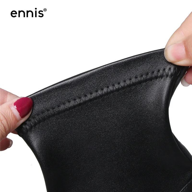 ENNIS/ г.; Модные женские растягивающиеся ботинки; черные ботильоны на платформе; женские осенние ботинки; Повседневная обувь без застежки с круглым носком в Корейском стиле; A940