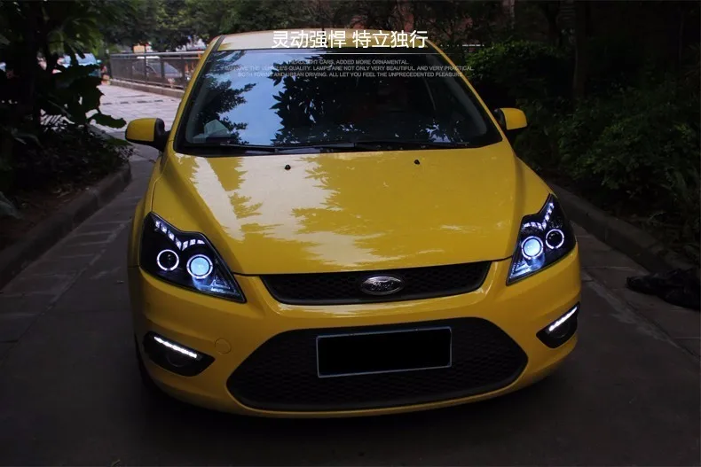KOWELL автомобильный Стайлинг для Ford Focus фары 2009-2013 Focus 2 светодиодный фары DRL Биксеноновые линзы Высокий Низкий Луч парковочная противотуманная фара