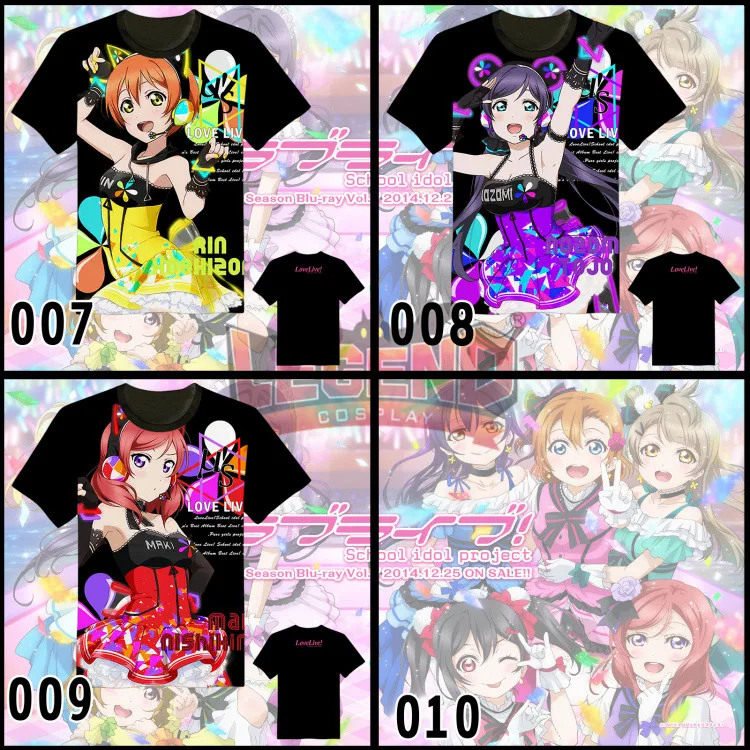 Love Live! Косплей lovelive рубашка Нико ханайо Мики umi kotory nozomi rin eli honoka черная футболка с