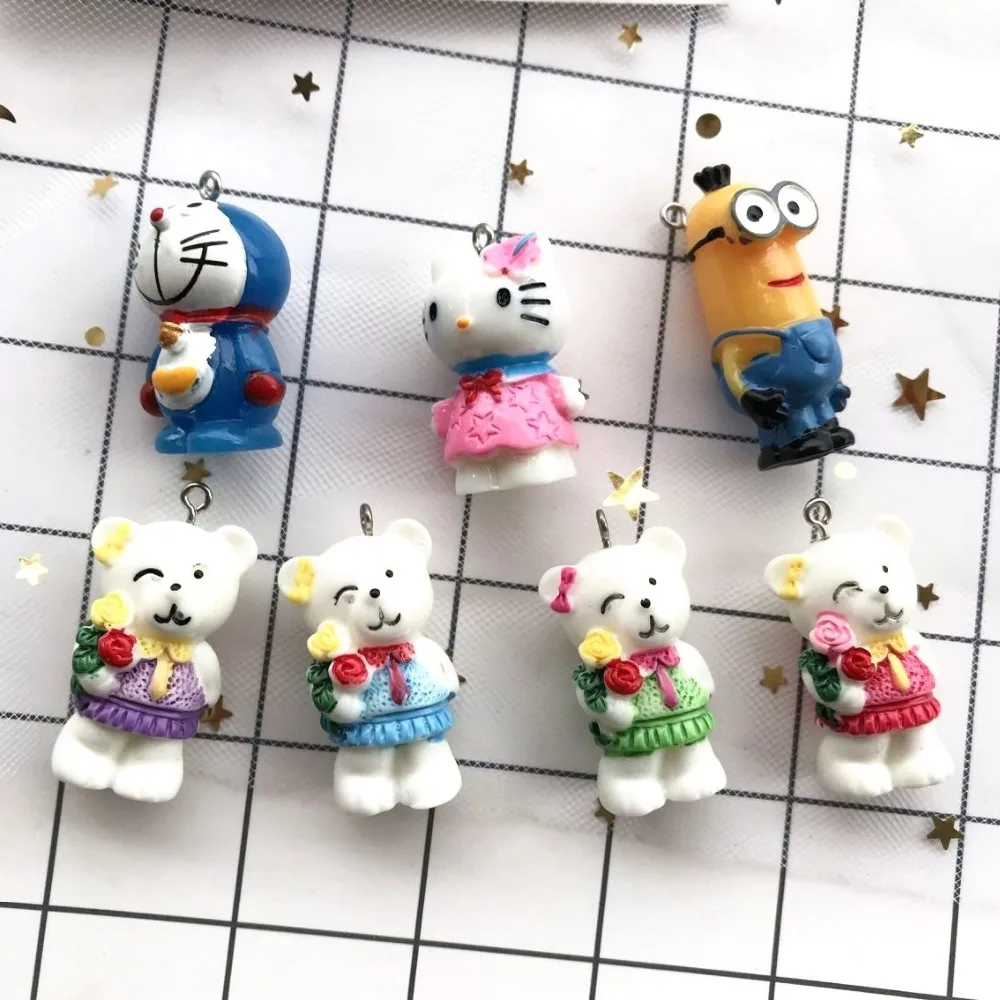 Микс 10 шт 3D Kawaii мультфильм Кукла Смола брелок с подвесками ожерелье подарок DIY |