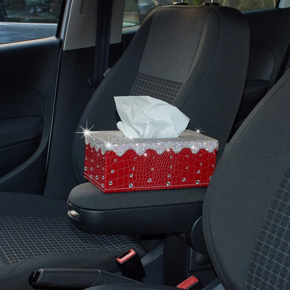 Shinny Car Organizer Cover Case For Paper Tissue Box Cover Rectangular Holder for Home Car Office Decor