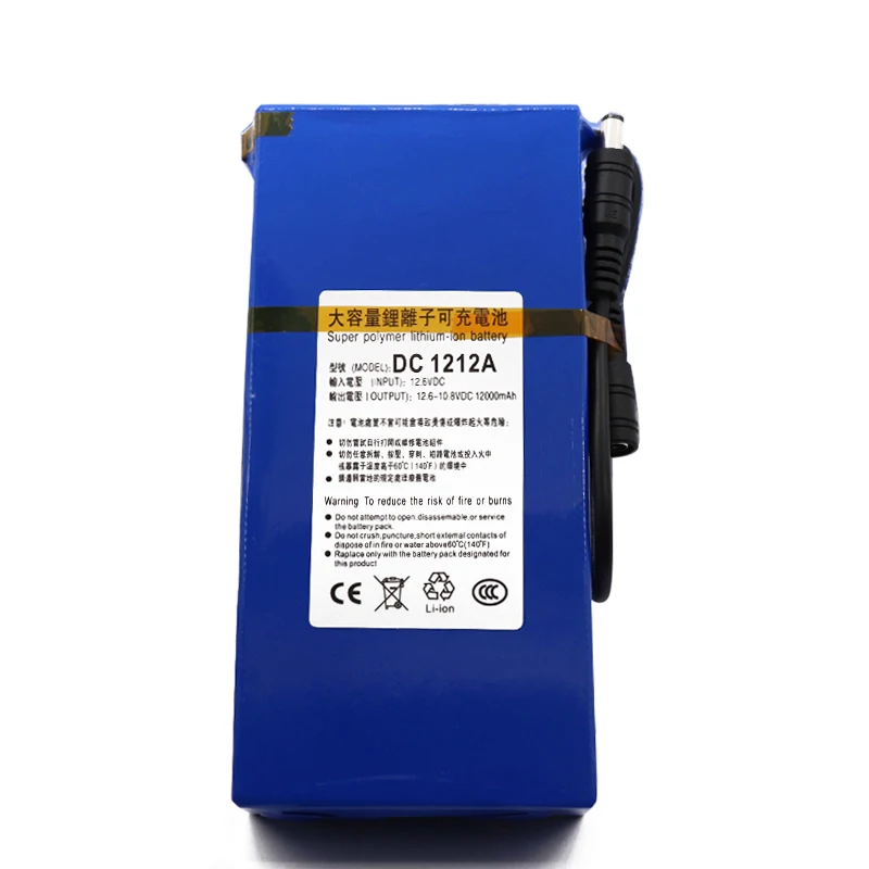 100% 12 v 12000 mAh литий-ионный перезаряжаемый высокомощный аккумулятор 6 1.2Ah Зарядное