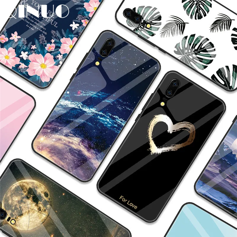 QINUO Cartoon Moon Case For Huawei Mate10 20 P20 Lite Pro Tempered glass Soft TPU Nova 3 3i Honor 8X 10 Capa |