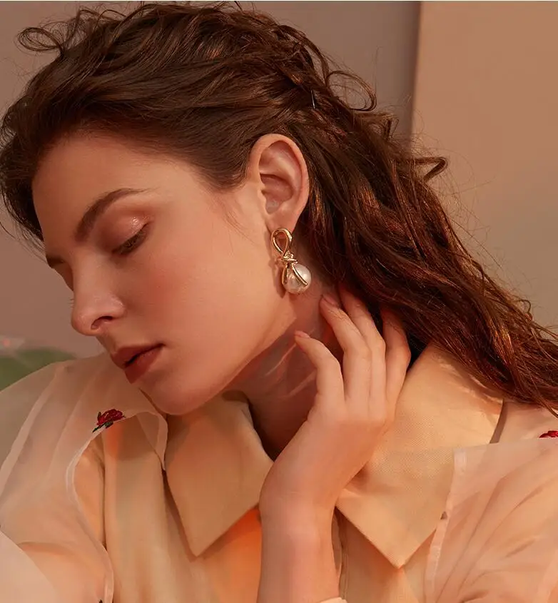 Женские винтажные серьги подвески круглый искусственный жемчуг эффектные