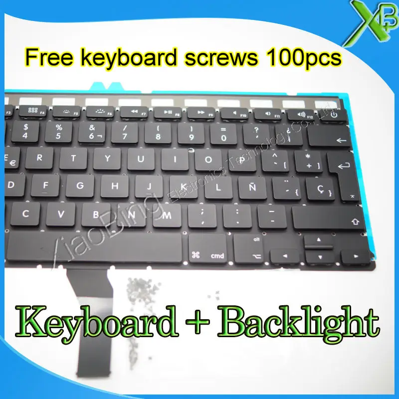 Brand New SP Spanish keyboard+Backlight Backlit+100pcs keyboard screws For MacBook Air 13.3&quot A1369 A1466 2010-2015 Years | Компьютеры