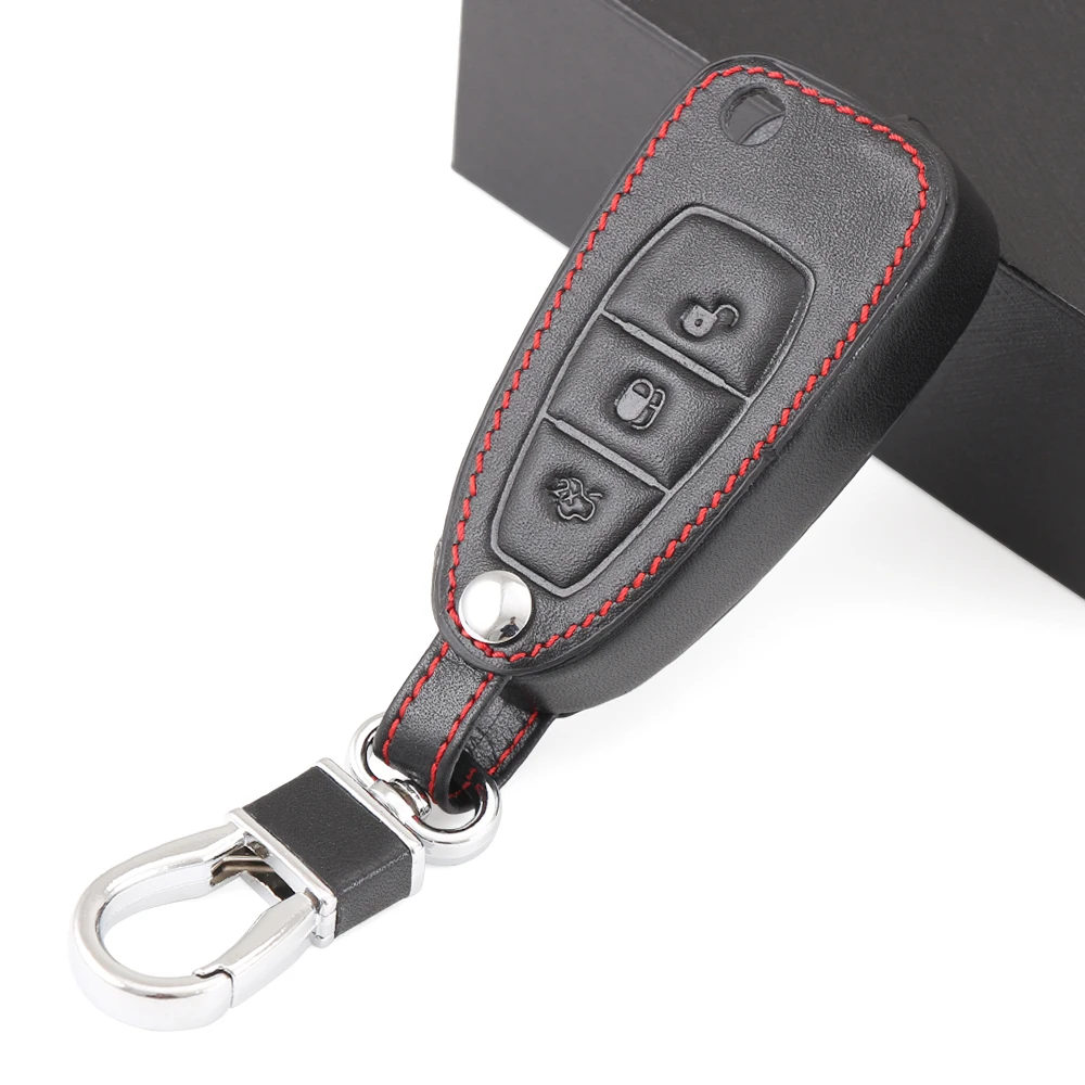 Защитный складной чехол из натуральной кожи для автомобильного ключа брелок Ford