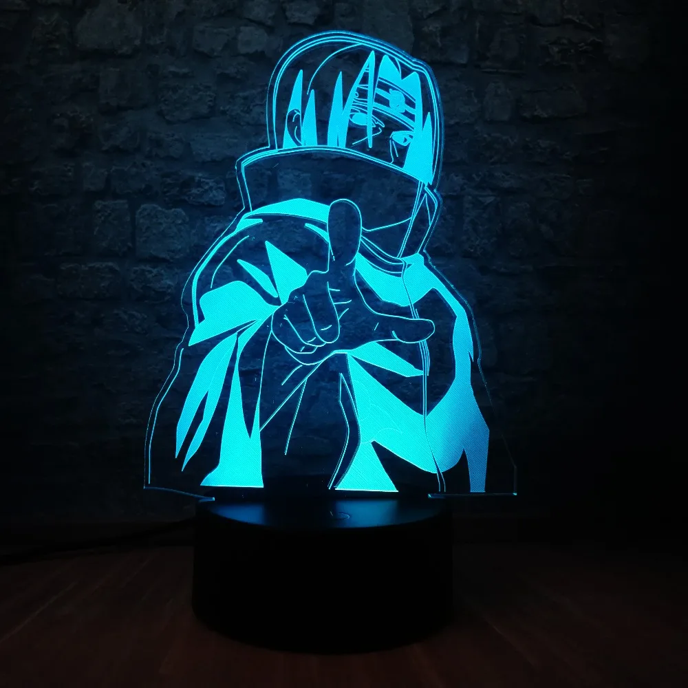 Аниме Наруто Учиха Итачи 3D светодиодный настольная лампа 7 цветов Изменение RGB