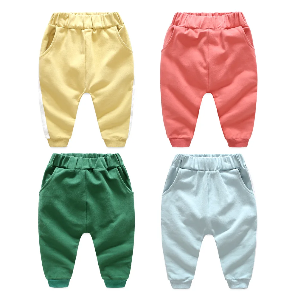 

Boy girl Leisure harem pants Excellent quality cotton Loose sports Trousers baby Comfortable pinkycolor clothes Child clothing