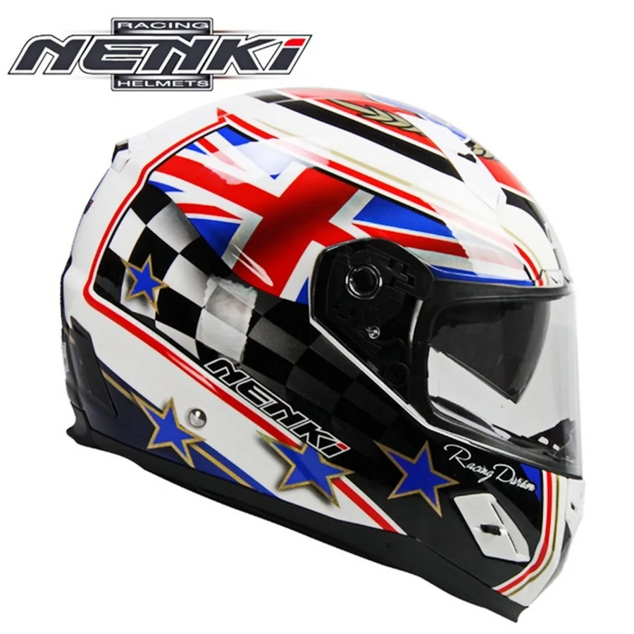 Бесплатная доставка 1 шт. полнолицевой шлем NENKI с двойным козырьком для мотоцикла