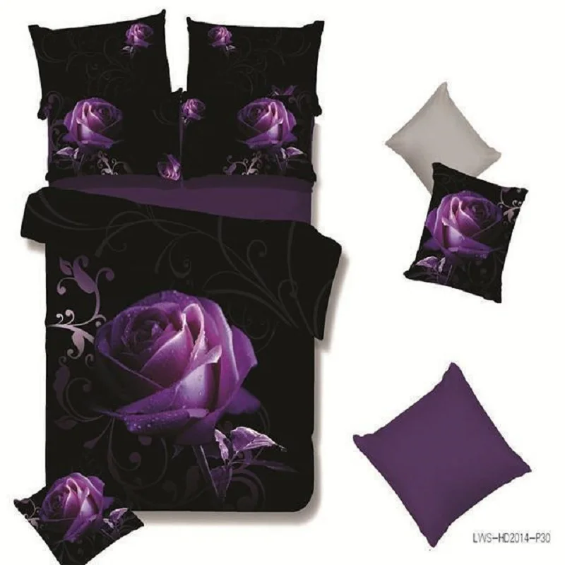 Розовый фиолетовый дизайн twin король Королева двойной постельное белье pillowshams